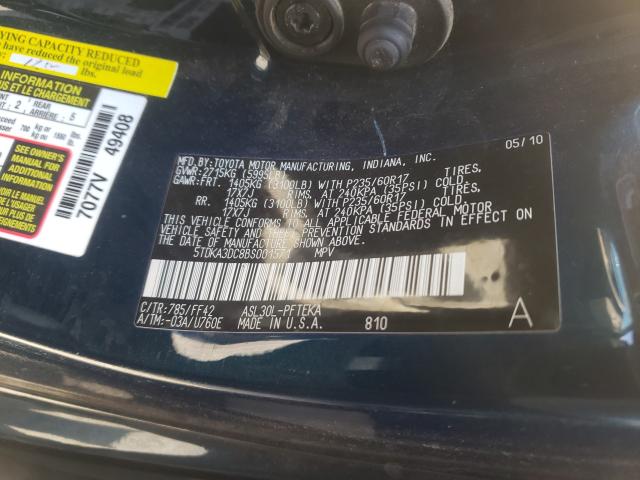 Photo 9 VIN: 5TDKA3DC8BS001571 - TOYOTA SIENNA BAS 