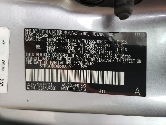 Photo 9 VIN: 5TDKA3DC8BS006382 - TOYOTA SIENNA BAS 