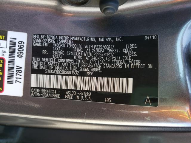 Photo 9 VIN: 5TDKA3DC9BS001532 - TOYOTA SIENNA BAS 