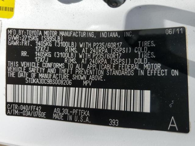 Photo 12 VIN: 5TDKA3DC9BS008206 - TOYOTA SIENNA BAS 