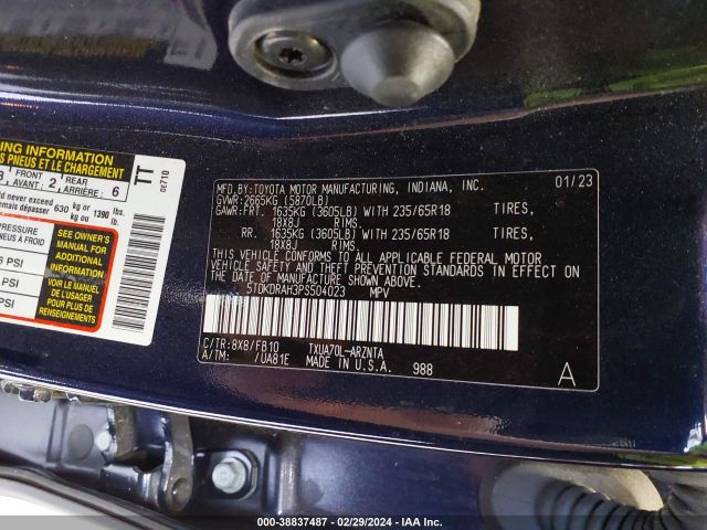 Photo 8 VIN: 5TDKDRAH3PS504023 - TOYOTA HIGHLANDER 