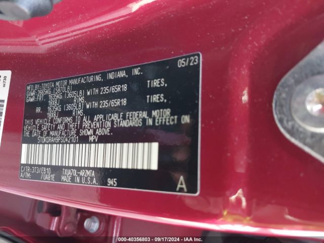 Photo 8 VIN: 5TDKDRAH9PS042101 - TOYOTA HIGHLANDER 