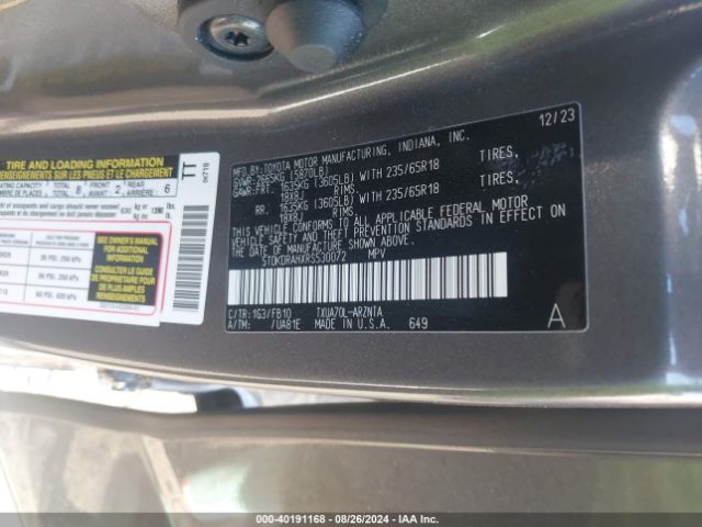 Photo 8 VIN: 5TDKDRAHXRS530072 - TOYOTA HIGHLANDER 