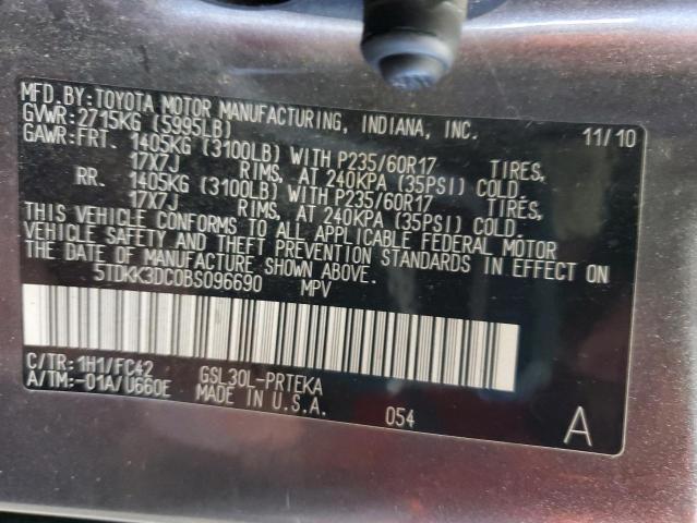 Photo 12 VIN: 5TDKK3DC0BS096690 - TOYOTA SIENNA LE 