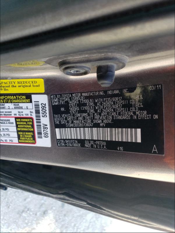 Photo 9 VIN: 5TDKK3DC0BS138047 - TOYOTA SIENNA LE 