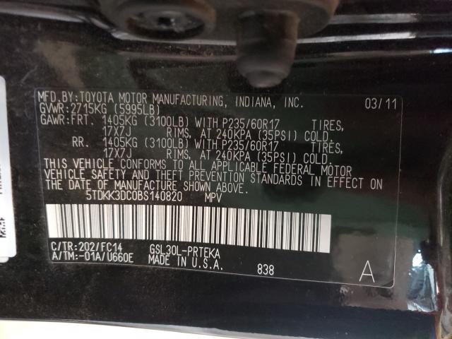 Photo 9 VIN: 5TDKK3DC0BS140820 - TOYOTA SIENNA LE 