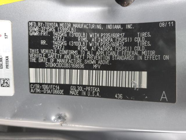 Photo 11 VIN: 5TDKK3DC0BS168696 - TOYOTA SIENNA LE 