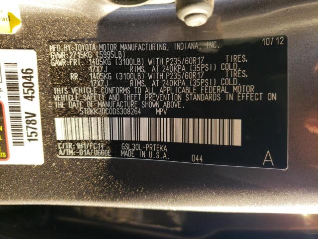 Photo 9 VIN: 5TDKK3DC0DS308264 - TOYOTA SIENNA LE 