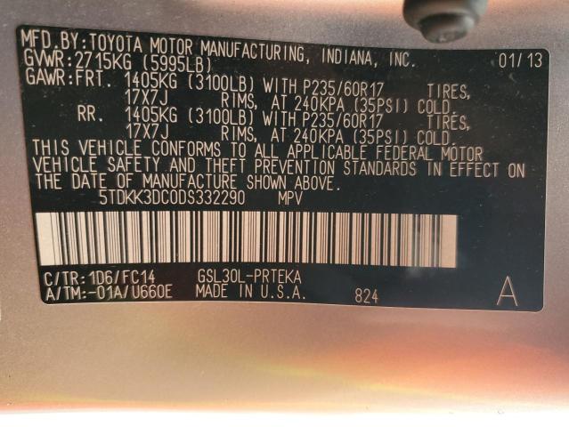 Photo 12 VIN: 5TDKK3DC0DS332290 - TOYOTA SIENNA LE 