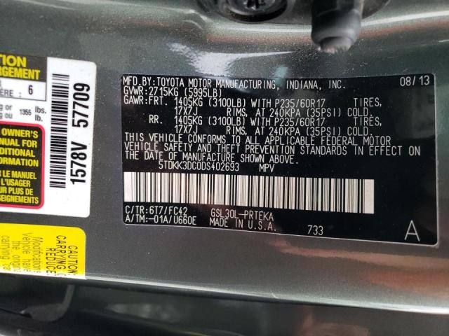 Photo 9 VIN: 5TDKK3DC0DS402693 - TOYOTA SIENNA LE 