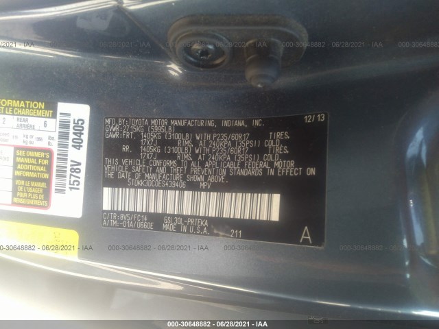 Photo 8 VIN: 5TDKK3DC0ES439406 - TOYOTA SIENNA 