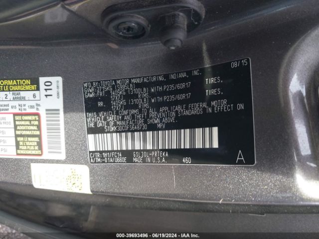 Photo 8 VIN: 5TDKK3DC0FS648730 - TOYOTA SIENNA 