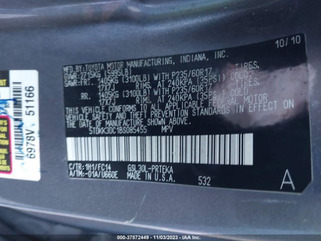 Photo 8 VIN: 5TDKK3DC1BS085455 - TOYOTA SIENNA 