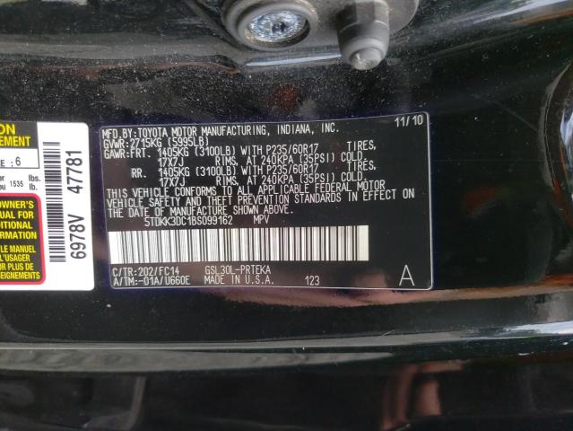 Photo 9 VIN: 5TDKK3DC1BS099162 - TOYOTA SIENNA LE 