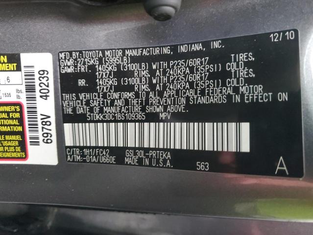 Photo 12 VIN: 5TDKK3DC1BS109365 - TOYOTA SIENNA LE 