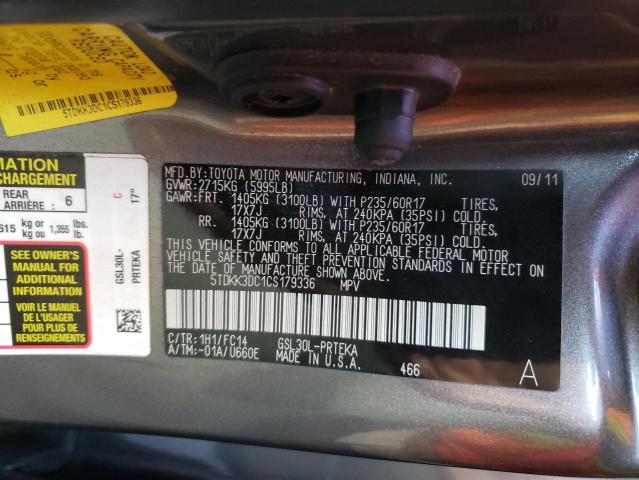 Photo 9 VIN: 5TDKK3DC1CS179336 - TOYOTA SIENNA LE 