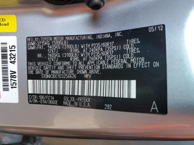 Photo 12 VIN: 5TDKK3DC1CS256626 - TOYOTA SIENNA LE 