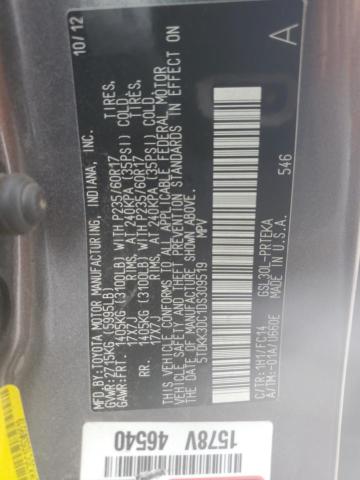 Photo 12 VIN: 5TDKK3DC1DS309519 - TOYOTA SIENNA LE 