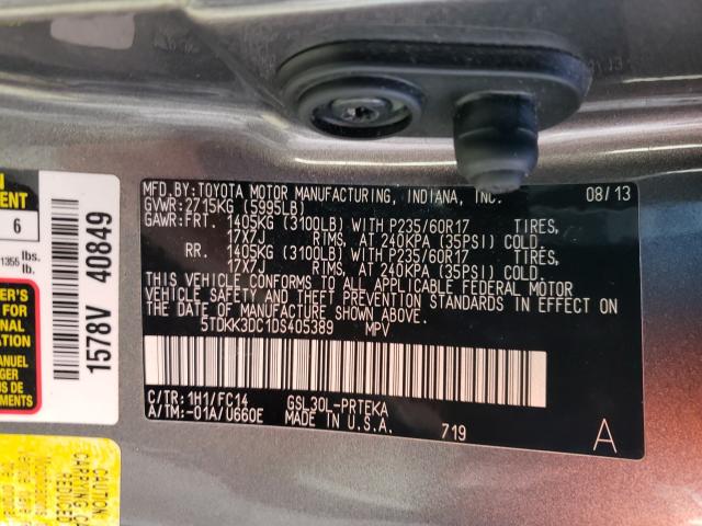 Photo 9 VIN: 5TDKK3DC1DS405389 - TOYOTA SIENNA LE 