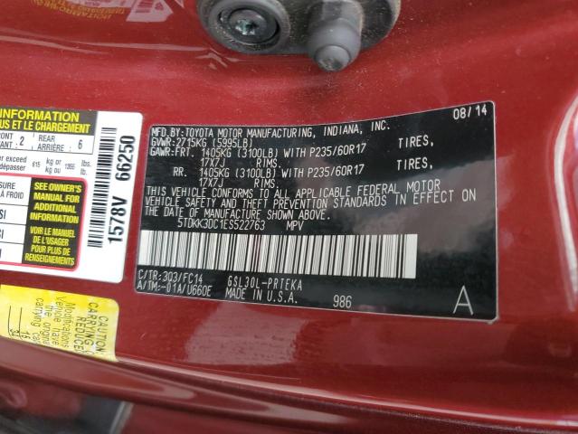 Photo 13 VIN: 5TDKK3DC1ES522763 - TOYOTA SIENNA LE 