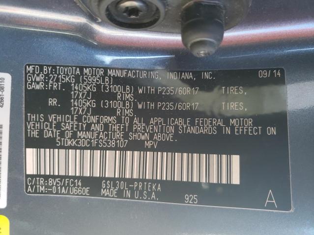 Photo 9 VIN: 5TDKK3DC1FS538107 - TOYOTA SIENNA LE 