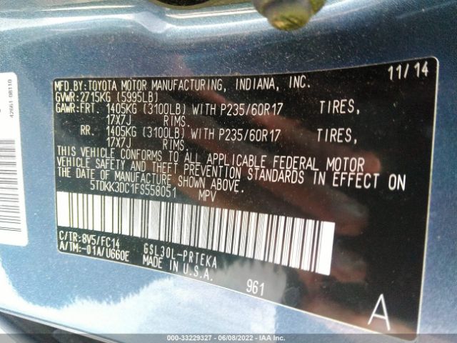 Photo 8 VIN: 5TDKK3DC1FS558051 - TOYOTA SIENNA 