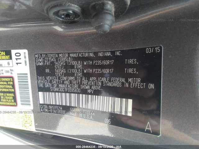 Photo 8 VIN: 5TDKK3DC1FS595830 - TOYOTA SIENNA 