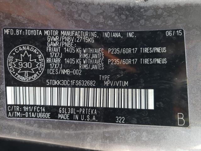 Photo 9 VIN: 5TDKK3DC1FS632682 - TOYOTA SIENNA LE 