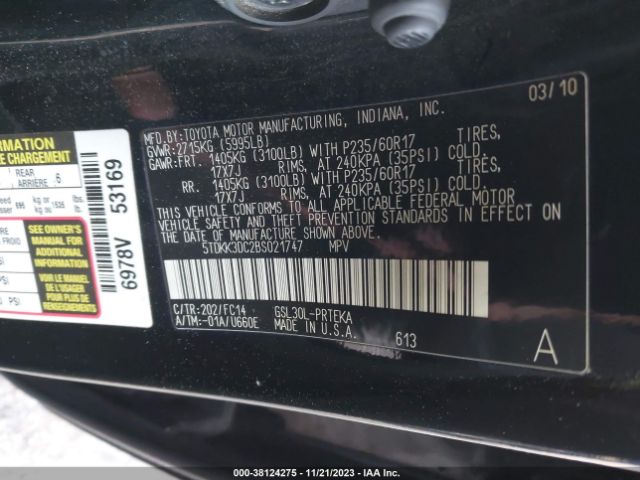 Photo 8 VIN: 5TDKK3DC2BS021747 - TOYOTA SIENNA 