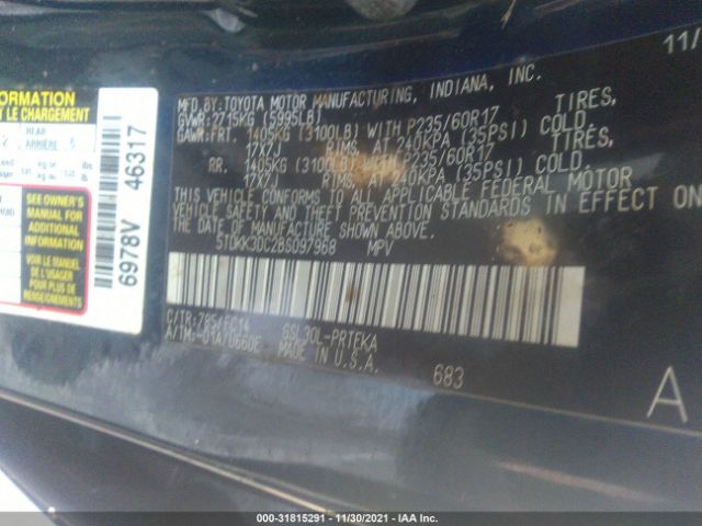 Photo 8 VIN: 5TDKK3DC2BS097968 - TOYOTA SIENNA 