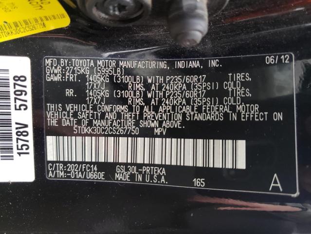 Photo 12 VIN: 5TDKK3DC2CS267750 - TOYOTA SIENNA LE 