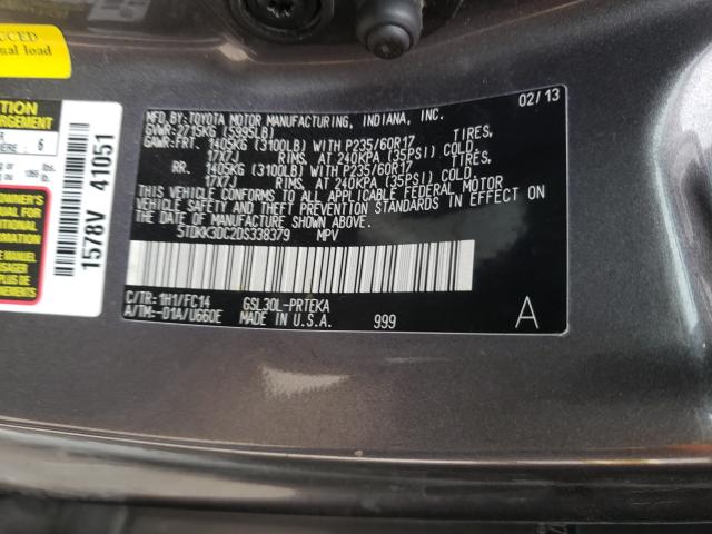 Photo 9 VIN: 5TDKK3DC2DS338379 - TOYOTA SIENNA LE 