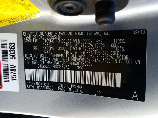 Photo 9 VIN: 5TDKK3DC2DS346272 - TOYOTA SIENNA LE 