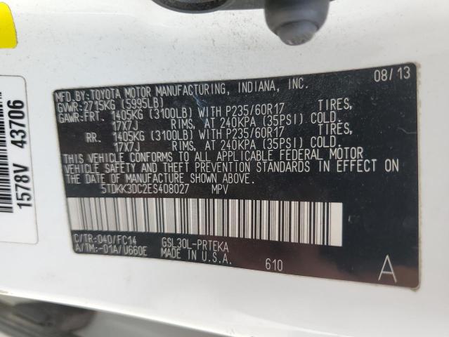 Photo 12 VIN: 5TDKK3DC2ES408027 - TOYOTA SIENNA LE 