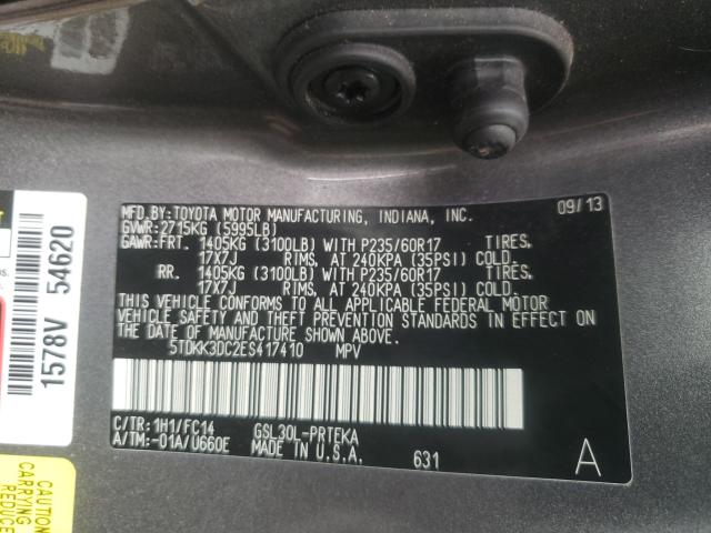 Photo 9 VIN: 5TDKK3DC2ES417410 - TOYOTA SIENNA LE 