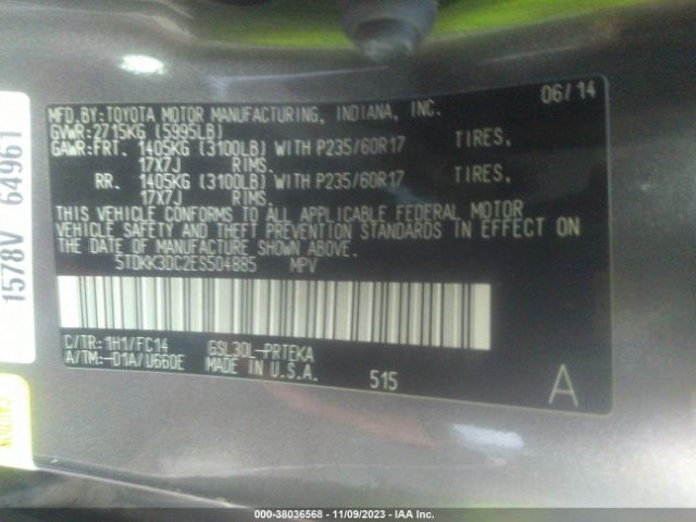 Photo 8 VIN: 5TDKK3DC2ES504885 - TOYOTA SIENNA 