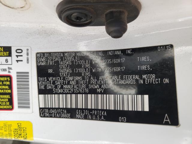 Photo 9 VIN: 5TDKK3DC2FS576316 - TOYOTA SIENNA LE 