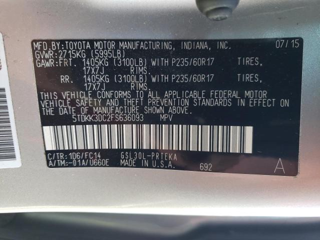 Photo 12 VIN: 5TDKK3DC2FS636093 - TOYOTA SIENNA LE 