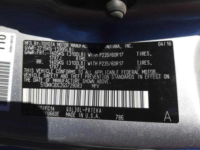 Photo 9 VIN: 5TDKK3DC2GS729083 - TOYOTA SIENNA 