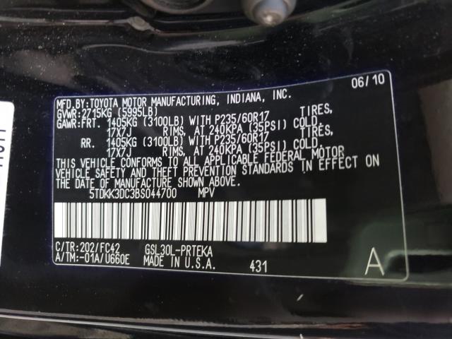 Photo 9 VIN: 5TDKK3DC3BS044700 - TOYOTA SIENNA LE 