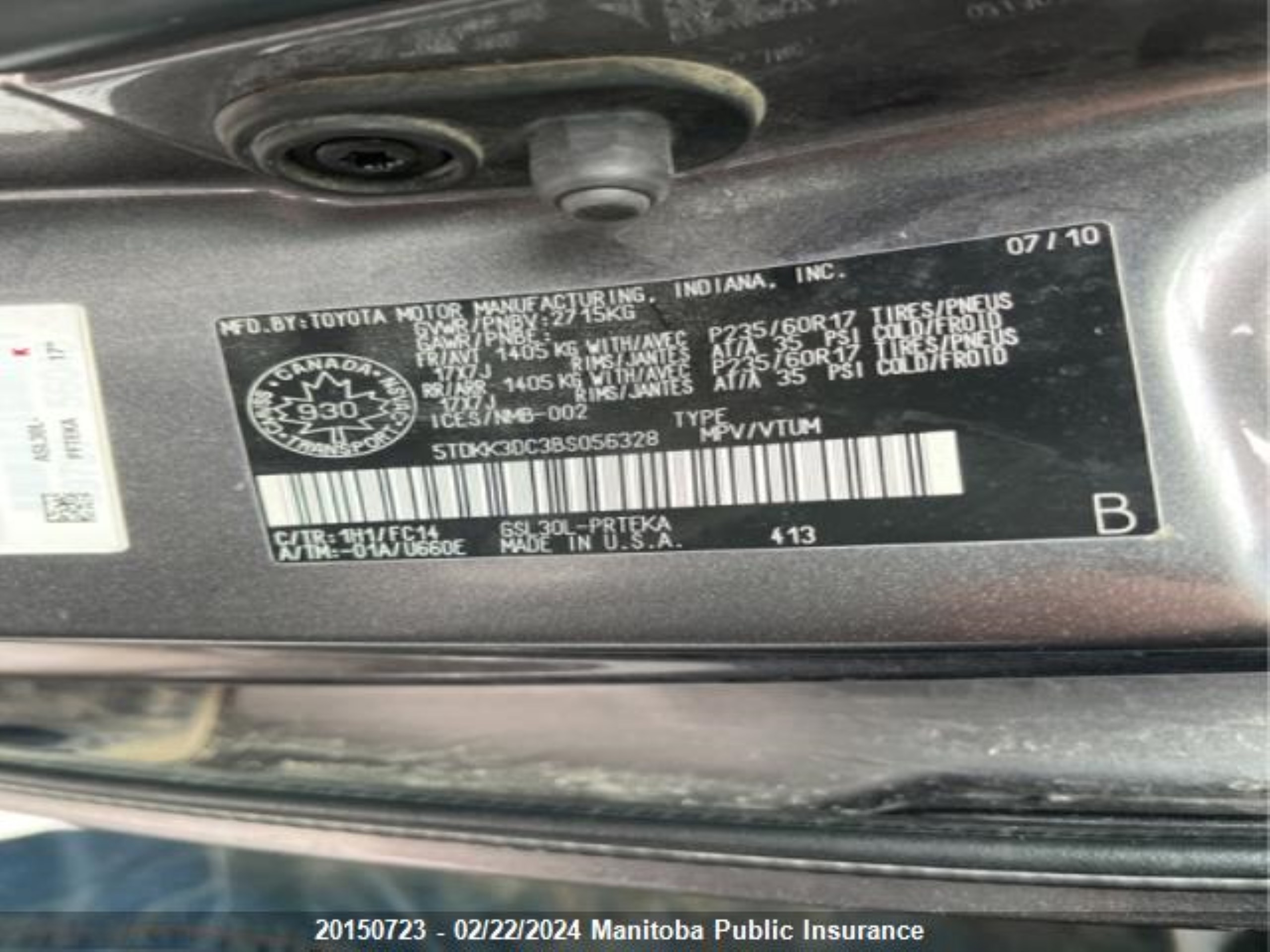 Photo 8 VIN: 5TDKK3DC3BS056328 - TOYOTA NULL 