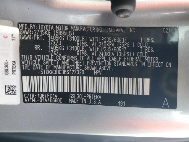 Photo 12 VIN: 5TDKK3DC3BS127320 - TOYOTA SIENNA LE 