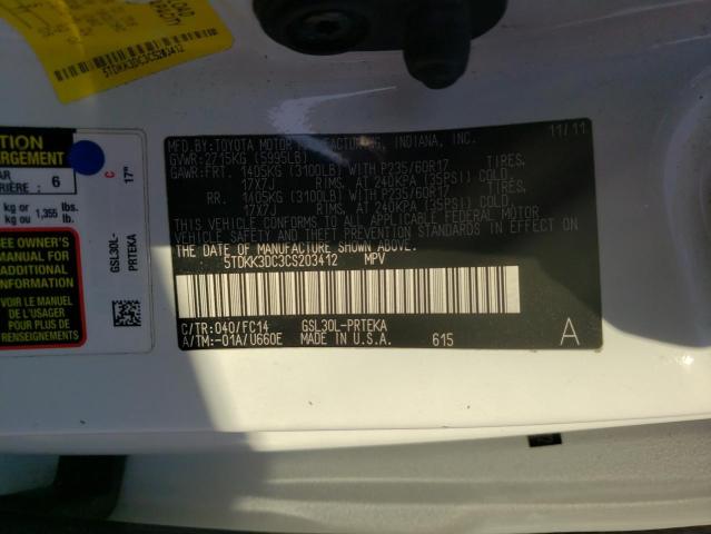 Photo 9 VIN: 5TDKK3DC3CS203412 - TOYOTA SIENNA LE 