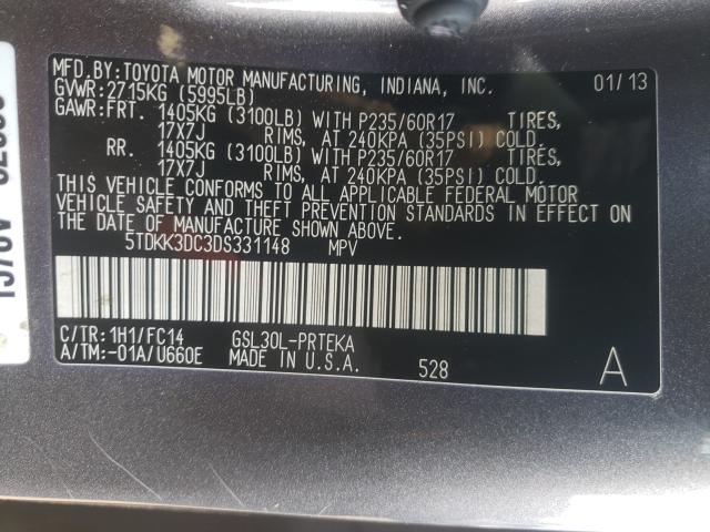 Photo 9 VIN: 5TDKK3DC3DS331148 - TOYOTA SIENNA LE 