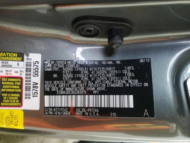 Photo 9 VIN: 5TDKK3DC3DS383976 - TOYOTA SIENNA LE 