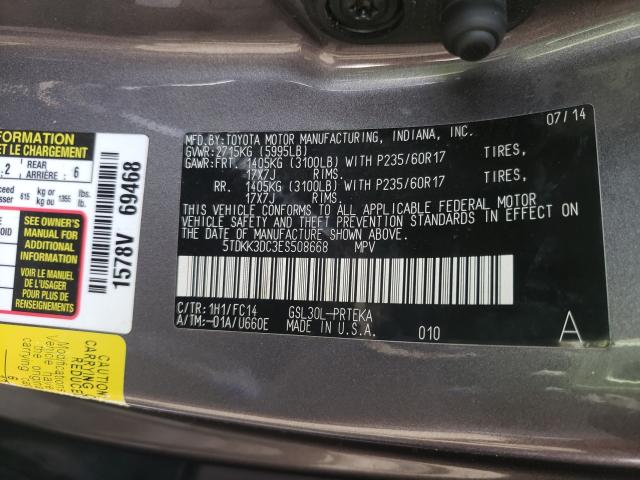 Photo 9 VIN: 5TDKK3DC3ES508668 - TOYOTA SIENNA LE 