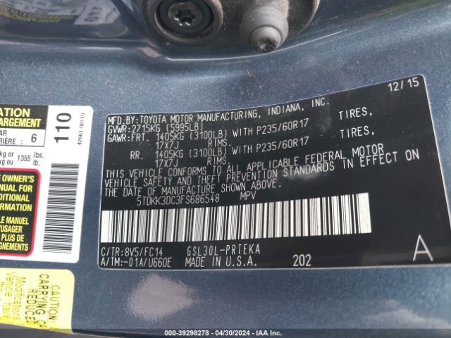 Photo 8 VIN: 5TDKK3DC3FS686548 - TOYOTA SIENNA 