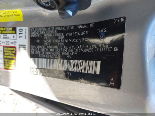 Photo 8 VIN: 5TDKK3DC3GS705181 - TOYOTA SIENNA 