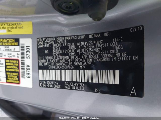 Photo 8 VIN: 5TDKK3DC4BS007686 - TOYOTA SIENNA 