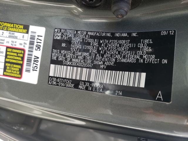 Photo 9 VIN: 5TDKK3DC4DS295647 - TOYOTA SIENNA LE 